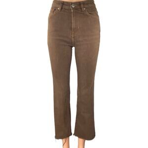 MNG Mango Sienna Women's Brown High Waist Flared Bootcut Denim Jeans Pants Sz 1